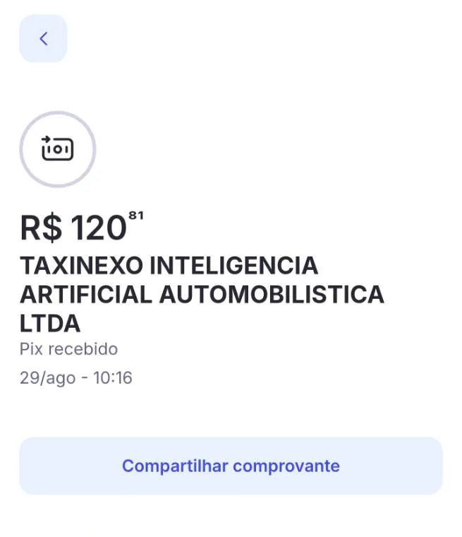 Comprovante bancário de Pix recebido no valor de R$ 120,81