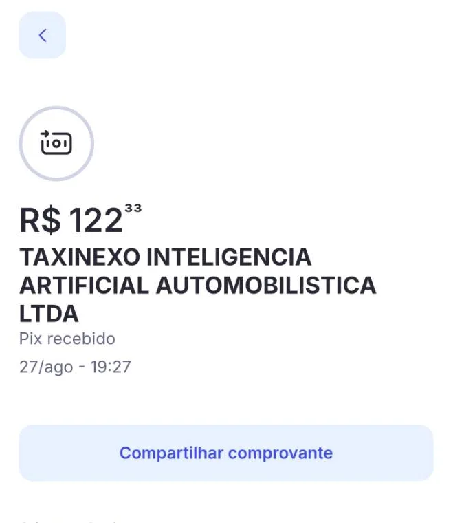 Comprovante bancário de Pix recebido no valor de R$ 122,33